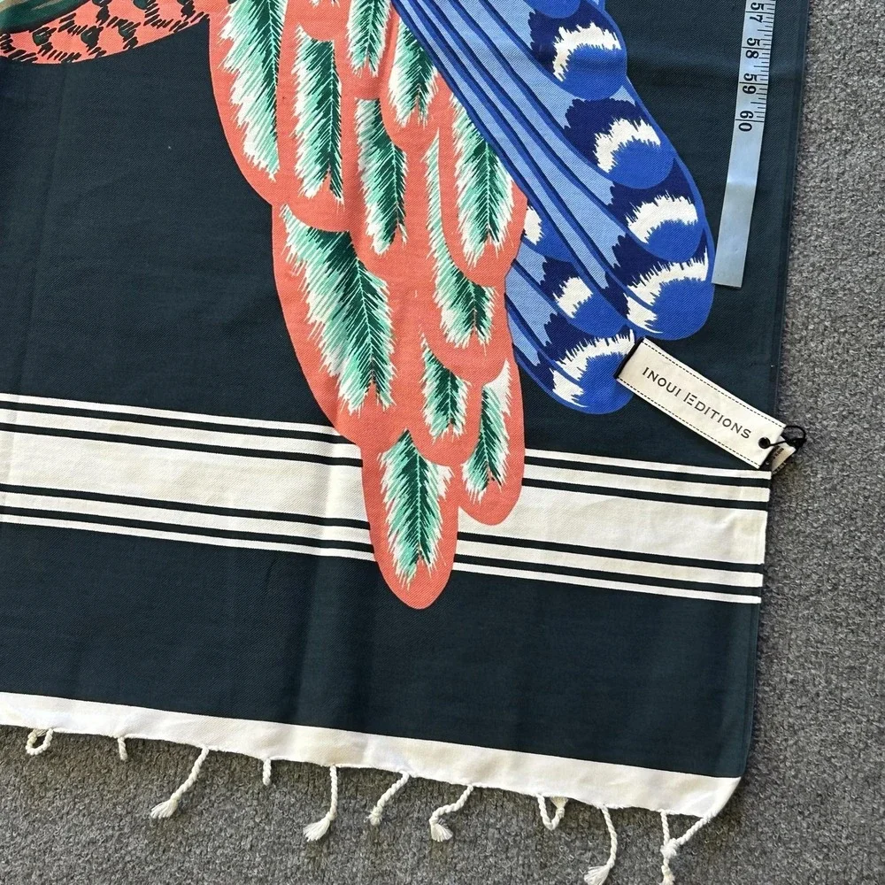 Inoui Editions Fouta Turkish Towel 40 X 70 Toucan Emerald Green Cotton Bird